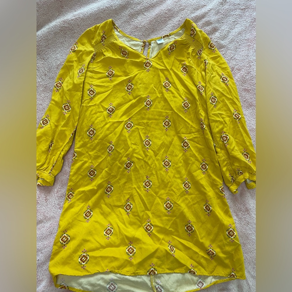 Old Navy Yellow Boho Long Sleeve Dress